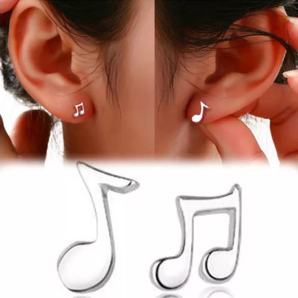 Sterling Silver Music Note Earrings